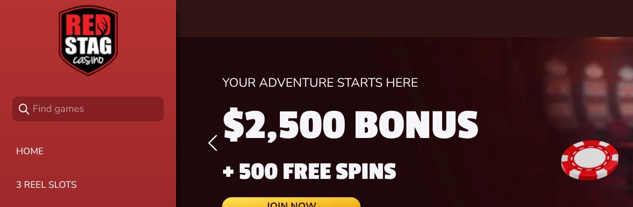 Red Stag Casino homepage screenshot — May 2026